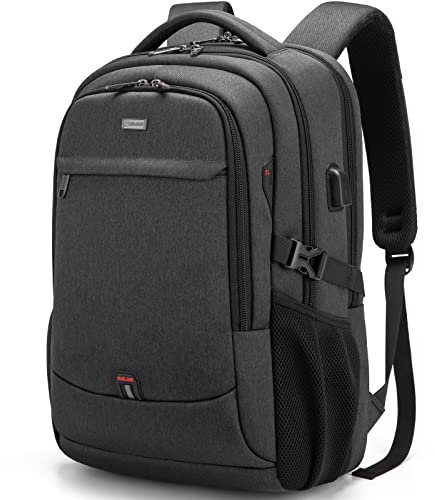 DUSLANG Travel Laptop Backpack, Work Bag Laptop Bag with USB Charging Port, Anti Theft Business Backpack, College School Rucksack for Men and Women, Fits 17 Inch, Black
