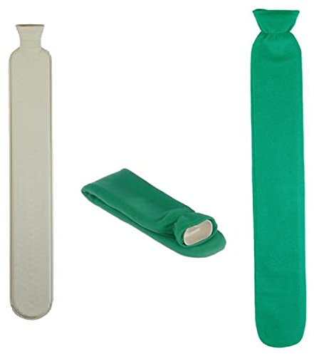Geschenkestadl XL Wärmflasche 2 Liter Schlauch Extra Lang Bezug 72cm (Grün)