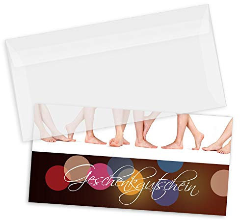 GESCHENKGUTSCHEINcom by POS-HAUER. Gutschein-Set. 10x Gutschein + Kuvert. Für Fußpflege Podologie, blanko zum selber Ausfüllen.