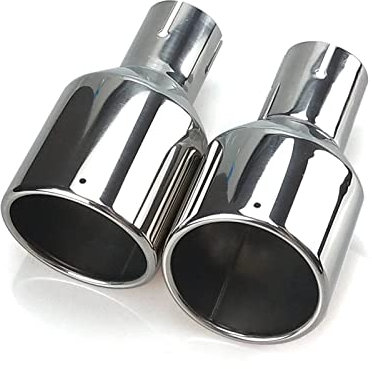 Schalldämpfer Autozubehör Silber Curly Schalldämpfer Auspuff Edelstahlspitze 114mm Auslass Universelle Modifikation Auspuffblende (Farbe : Angle Cut-Inlet 60mm)