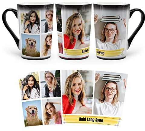 MUGKISS Taza personalizada, tazas cambiantes de color personalizadas, taza de café mágica con foto, imagen, nombre, texto, regalos para él, ella (6 Collage Images)
