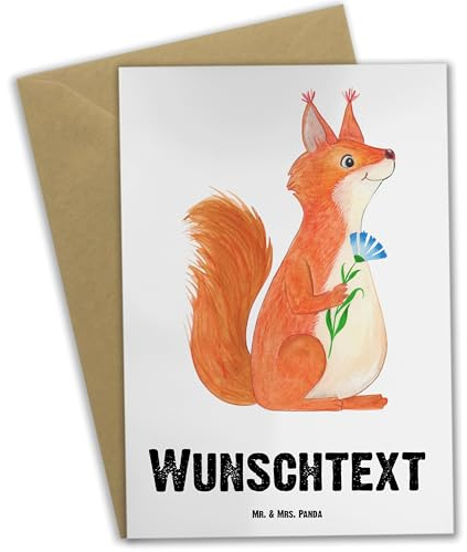 Mr. & Mrs. Panda Personalisierte Karte Eichhörnchen Blume - Geschenke, Lustige Sprüche, Lachen, Grußkarte personalisierbar, Motivation Bilder, Eichhorn, Spruch Positiv, individuelle, personalisiert