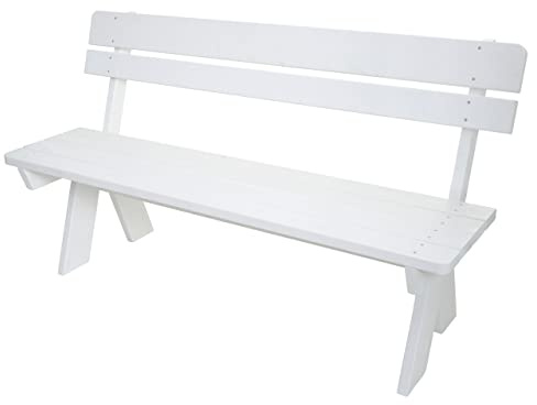 Mendler Gartenbank HWC-L66 Massiv-Holz FSC® 148cm - weiß | Sitzbank, Holzbank, Parkbank, Gastronomie-Qualität