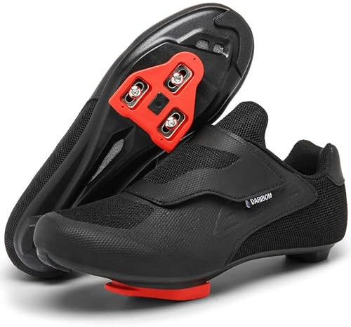 Unisex Fahrradschuhe Kompatibel mit Peloton Schuhe Indoor Rennrad Reitschuhe für Damen und Herren Vorinstalliert mit Delta Cleats Clip Outdoor Pedal, Schwarz, 10 Women/8 Men
