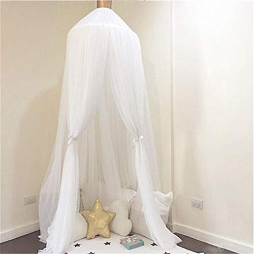 Surwin Betthimmel Madchen Jungen Babybett Doppelbett, Prinzessin Moskitonetz Baldachin Kinderzimmer Einzelbett Himmel Schlafzimmer Dekoration Spielzelte Kinder Geschenk, Ohne Bohren (Weiss)
