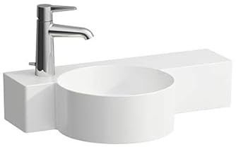 LAUFEN Val Handwaschbecken, ohne Hahnloch, Ablage rechts, mit Überlauf, schneidbar, 550x315mm, H8152837578131, Farbe: weiß matt