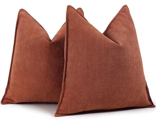 ZWJD Rost Kissenbezug 50x50 2er Set Chenille Kissenbezüge Sofakissen Kissenhüllen mit elegantem Design, weiche und luxuriöse dekorative Dekokissen für Couch, Bett und Heimdekoration