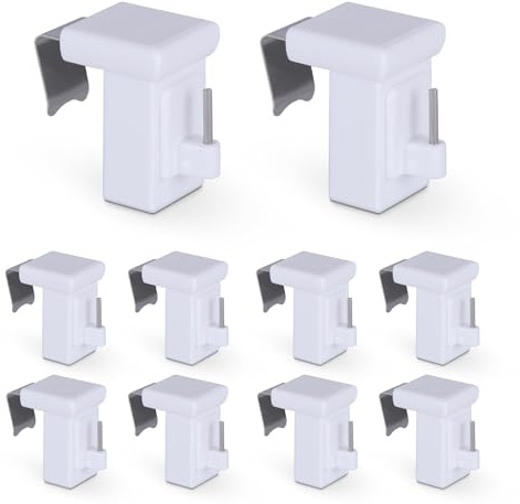 Bestlivings Klemmträger Weiß 20er Pack - für Vitragestangen/Scheibenstangen- Fensterrahmen 10-27mm - Klemmfix Dekohaken - Universal Fensterhaken zur Fensterdekoration