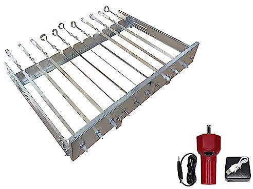 Neu walexo Spießdreher (universell), incl. 11 Edelstahlspieße mit verschiedenen Motoren (mit 5V USB-Motor+Powerbank 1000mAh)