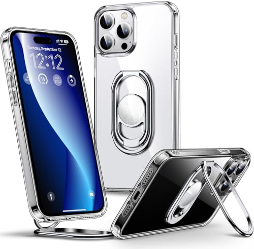 SHIELDS UP for iPhone 15 Pro Case with Stand, Phone Case clear with Double Ring Holder【Adjustable & Fodable】 Shockproof Protective Cover for iPhone 15 Pro 6.1'' - Clear