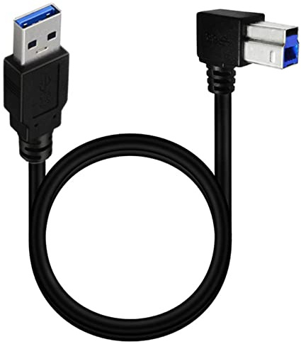 XROLAND USB3.0 Cable Flexible USB3.0 Cable A Male to B Male 90 Degree Right Angle USB3.0 Printer Cable for Scanner, Printer USB Data Cable