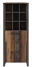 Forte Clif Bücherregal 150 160, Regal mit Barfach L/R 1, Standregal Vintage, Barschrank, Holzwerkstoff, Old Wood Vintage Holzdekor/Betonoptik Dunkelgrau, 151,5 cm breit x 118,3 cm hoch x 47,4 cm tief