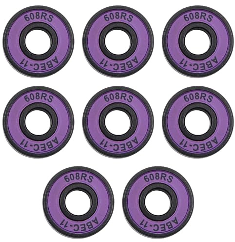 Tiardey 8 Pezzi Cuscinetti Skateboard ad Alta velocità, Accessori Skateboard 608 RS ABEC-11 per Camion da Skateboard (Viola)