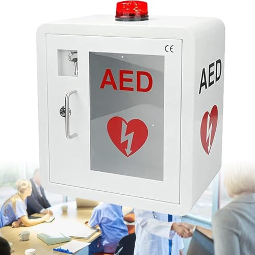 AED-Schrank, Erste-Hilfe-AED-Defibrillator-Wandschrank mit Schlüssel und Alarm, Design mit abgerundeten Ecken, für Zuhause, Krankenhaus