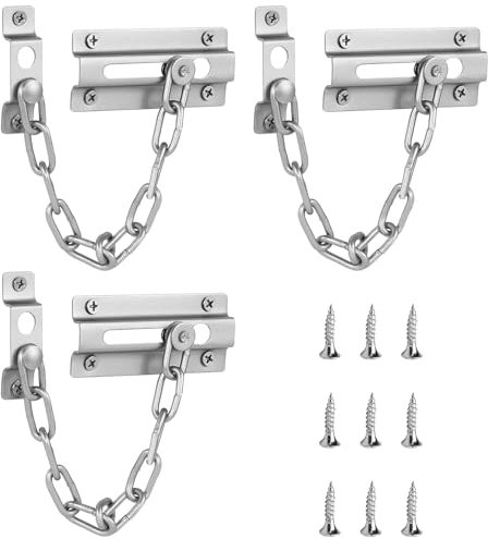 LFCFBH 3PCS Door Chains for Front Door, Nickel Plated Anti-Theft Door Security Chain Lock