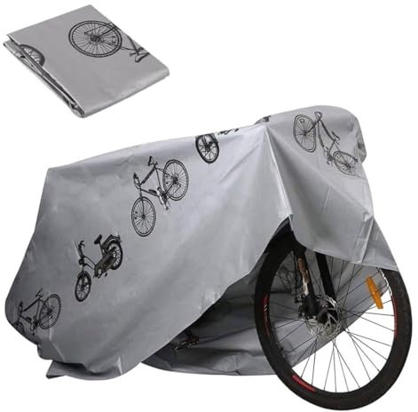 EORPAVU Telo Copri Bicicletta, Copribici impermeabile, copribici con protezione solare, adatto a tutti i tipi di bici, 200 x 110 cm (grigio)