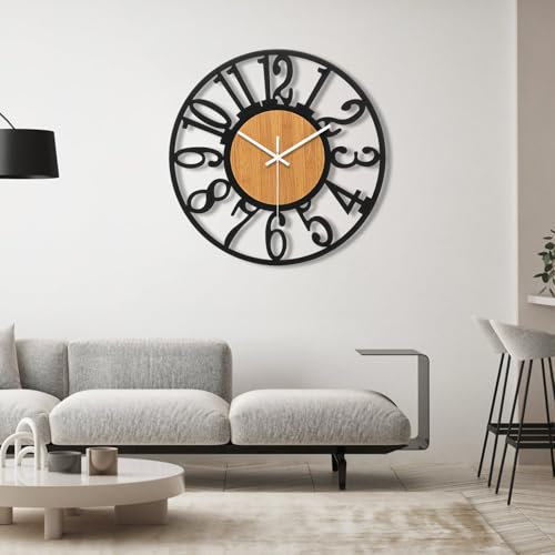 VIVILINEN Große Wanduhr Ohne Tickgeräusche Metall 58cm Wanduhr Vintage Retro Uhr Wand Nicht tickend Batteriebetriebene Uhr Lautlos Hängeuhr für Wohnzimmer Schlafzimmer Büro