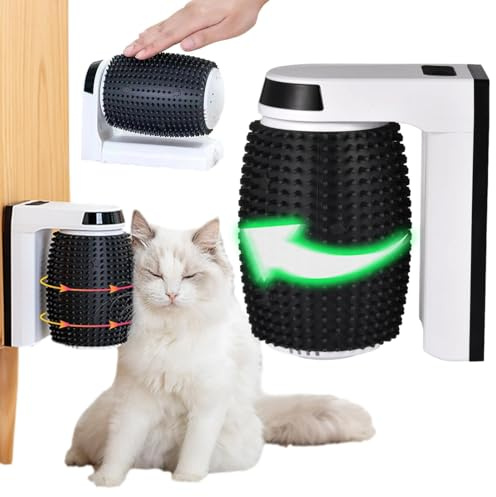 Elektrische Katzenbürste, 1,5–2 Stunden, 3,7 V, 1800 mAh, automatisches Katzenmassagegerät, weiche Eckbürste, rotierendes Katzenmassagegerät, Fellpflege, 13,3 x 7,3 x 16 cm, weiche Katzeneckenbürste