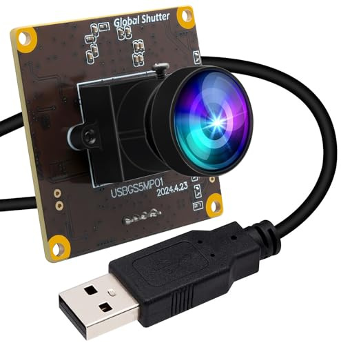 ELP 5MP Global Shutter 50fps USB Fisheye Camera Module for Computer Mini Lightburn Camera for Laser Engraver High Speed 60fps PC Cam Wide Angle Webcamera for Live Streaming (170° fisheye Lens)