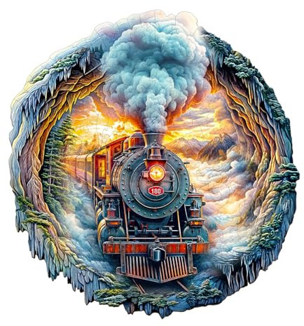 Holzpuzzle Erwachsene und Kinder, 3D Steam Train Kreisförmige Einzigartige Puzzle, Holz Puzzle Erwachsene Mit Geschenkbox Aus Holz (M-170 Stück)