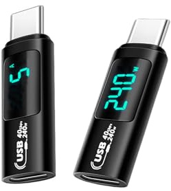 JZK 2 adattatori per display USB C Mini LED da 240 W, monitor di potenza per dispositivi C USB, cellulare, alimentatore tablet, caricabatterie/cavo, tensione, tester di corrente, ricarica rapida e