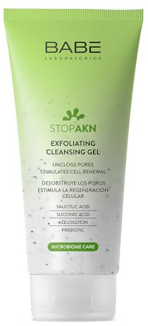 Laboratorios Babé - Stop AKN Limpiador Facial Exfoliante | Tratamiento Acné | Piel Grasa y Sensible | Seboregulación y Matificación | Fórmula Syndet | 200 ml | Microbiome Care