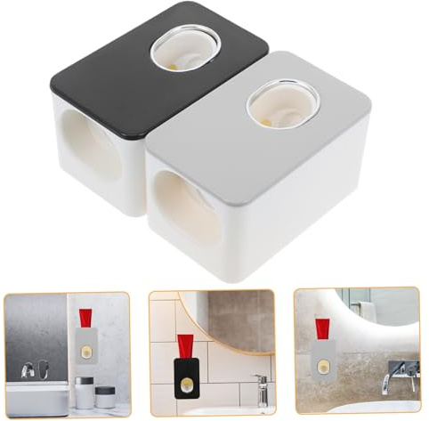 NULYLU 2piezas Dispensador Automático De Pasta De Dientes Exprimidor Unidades Fácil Instalación Sin Perforación
