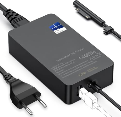 127W Surface Book 3 Ladekabel für Microsoft Surface Book/Studio/Pro/Laptop | 127W Netzteil Ladegerät für Surface Book 3/2/1 Surface Laptop Studio 2/1 Windows Surface Pro/Laptop/Go mit 10FT-Kabel LED USB