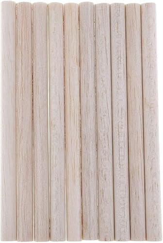 10pcs Natural Round Wood Dowel Rods-Unfinished Wooden Craft Sticks-Arts Props for DIY Projects Decorations (150mm)