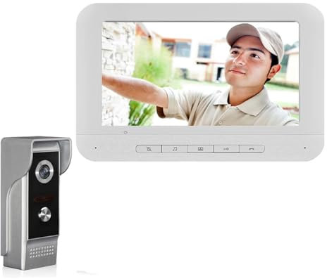 AMRTTWY Interphone. Sonnette, téléphone, caméra, Moniteur vidéo, 7 Pouces, système d'interphone vidéo for Appartements de 3 unités, 2 unités, 1 unité .Interphone vidéo