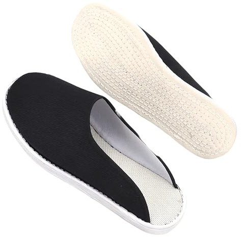 JayHaitang Kung Fu Shoes,Old Beijing Cloth Shoes Slippers,Chinese Style Elements, Various Styles,Unisex for Leisure,Home,Tai Chi (Classic black and white, Adult, Women, 8.5, Numeric, US Footwear Size System, Medium)