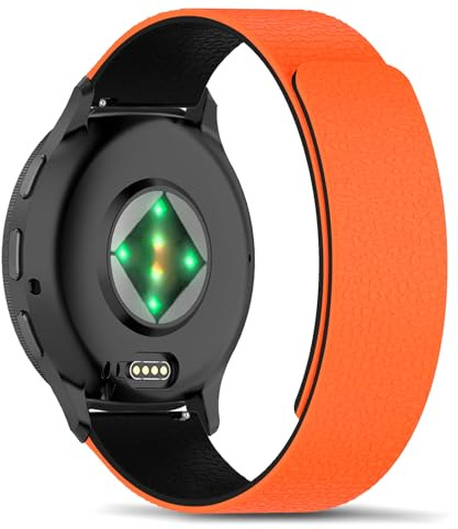RoYiio Klockarmband för Garmin Forerunner 570 47 mm/Forerunner 265 armband 22 mm mjuk komfort magnetisk sport loop silikon ersättningsarmband för Garmin Venu 3/Venu 2/vivoactive 4 – orange svart