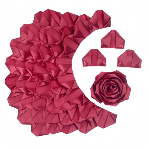 LatinaFlorista Lot de 300 pétales de rose en ruban de satin pré-faits à moitié finis pour bouquets de roses éternelles, bouquet de fleurs éternelles, pour mariage, anniversaire, fiançailles (300