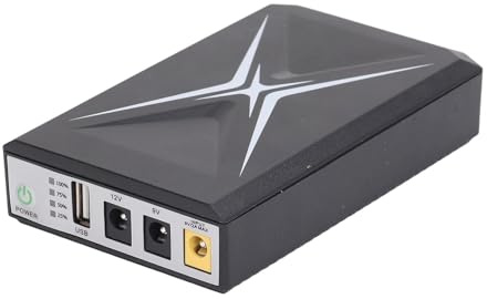 Hamwesh Protector de Respaldo y Sobretensión de Batería de UPS, Fuente de Alimentación Ininterrumpida de 18W 10400mAh con 3 Salidas y Puerto USB para el Teléfono Inteligente de Módem de la Cámara