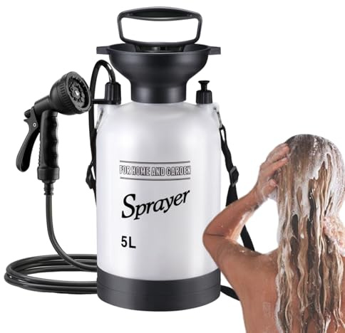 szaluyk Tragbare Campingdusche – Handpumpe für Dusche mit Spray | Handbuch zum Waschen Bewässerung Garten Wandern Heimgebrauch