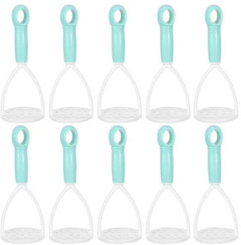 LALADEFIEE Set 10 Pezzi Schiacciapatate Manuale Piccolo e Leggero in Plastica Verde Schiacciaverdure Portatile Ergonomico per Cucina Utensile Compatto per Purè di Patate e Frutta