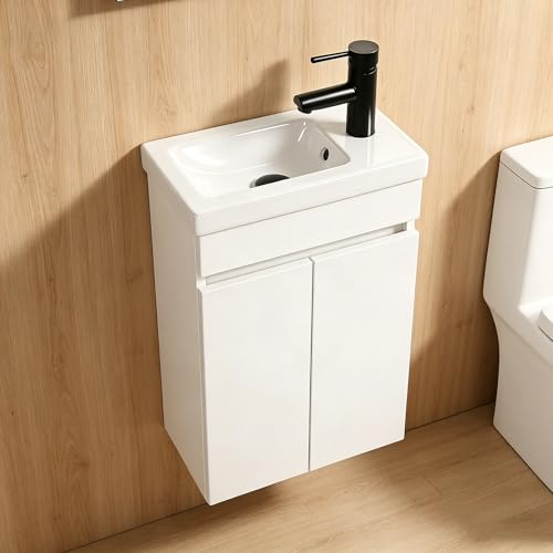 NUESTRA VIDA Waschbeckenunterschrank 40 cm Waschtisch mit Unterschrank, Badmöbel Set mit waschbecken, Unterschrank waschbecken hängend für kleine Badezimmer, Gäste WC, Ohne Armatur, Weiß(40x23x58cm)