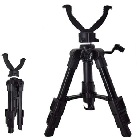 Trepied Chasse de Tir avec Support de V-Yoke Rotation à 360°, Support de Trépied Ajustable Hauteur 13.2-21.8inch pour Arme de tir à la Carabine
