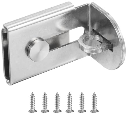 QUARKZMAN Cerradura Para Puerta Corrediza De 2.39 Con Tornillos Plateado | Candado De Seguridad De Acero Inoxidable En ángulo Recto, Con Bisagra De Seguridad De 90 Grados