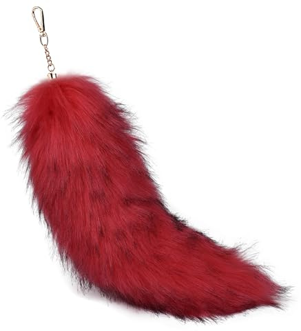 Fuchsschwanz Anhänger Oversize 40cm Schlüsselanhänger Kunstfell Schwanz Keychain Schlüsselring für Tasche Zusätze Auto Schlüsselketten Weich Flaumig Dicht Dekoration