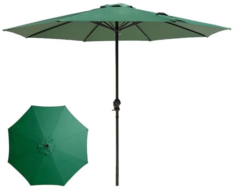 Genérico Sombrilla Exterior para Patio Sombrillas De Mesa con Manivela Parasol De Mercado con 8 Varillas Resistentes Protección UV Impermeable para Jardín Terraza Patio Playa(Green)