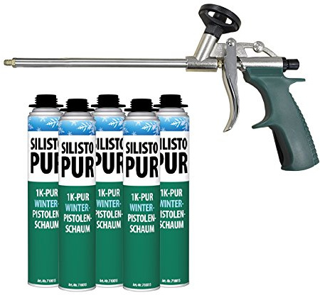 SILISTO PUR 1K WINTER Pistolenschaum 5 x 750ml bis -10°C verarbeitbar + Schaumpistole Typ Slim