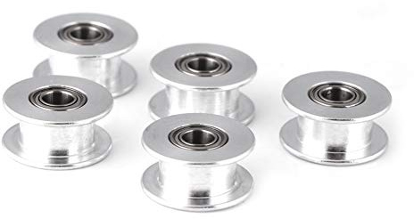 Zahnriemenscheibe, hochwertiges Aluminium glatt 2GT 6mm / 10mm breiter Riemenscheibenriemen 16T / 20T 3mm / 5mm Bohrung 3D-Drucker Accessary 5pcs / Set(W6mm, 20T, Bore 5, Toothless)