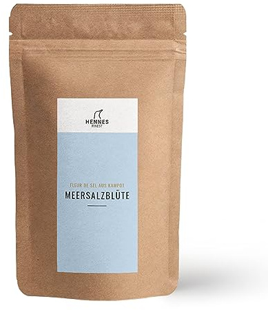 Hennes Finest Fleur de Sel Flocken MEERSALZBLÜTE (250g) - Meersalzflocken aus Kambodscha, Salz Flakes ohne Jod, Meersalz grob, echtes Meerwasser Salz zum Streuen (nicht für die Salzmühle)