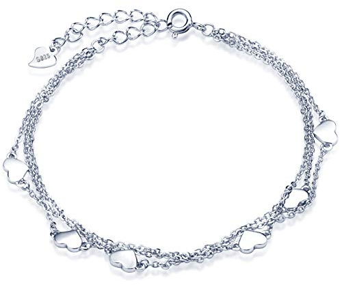 Unendlich U Klassisch Herzen Damen Strangarmbänder 925 Sterling Silber Armkette Verstellbar Charm-Armband Armkettchen Armreif