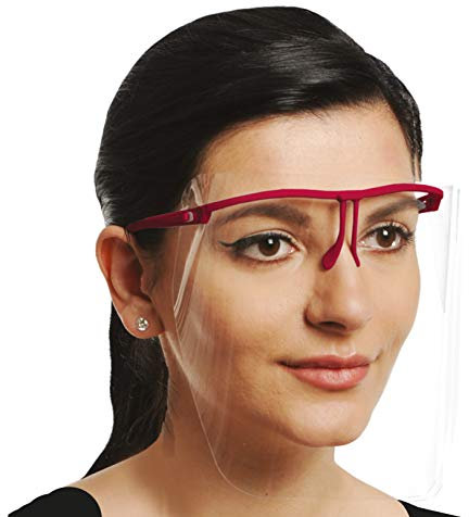 Visierino Face Shield Protezione completa bocca, naso, occhi, antibatterica, montatura degli occhiali, protezione professionale