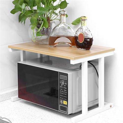 Wakects Mikrowellenregal Toasterregal, Mikrowellenregal Küchenregal Küchenregal Küchenregal Metall Küchenregal Platzsparend 57 x 38 x 35 cm (Weiß)