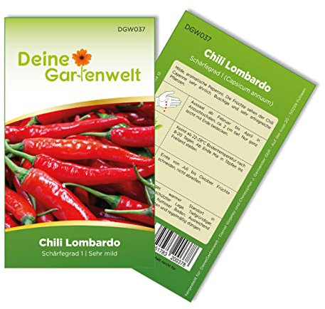 Chili Lombardo Samen - sehr mild - Capsicum annuum - Chilisamen - Gemüsesamen - Saatgut für 30 Pflanzen