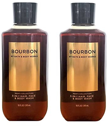 Bath and Body Works For Men Bourbon 3-in-1 Hair, Face & Body Wash - Value Pack lot of 2 - Full Size (Freshwater)