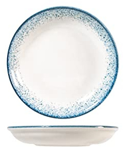 H&H Jupiter Set 6 Piatti Fondi in Porcellana, 21cm, Design Moderno, Elegante, Sfumature Blu